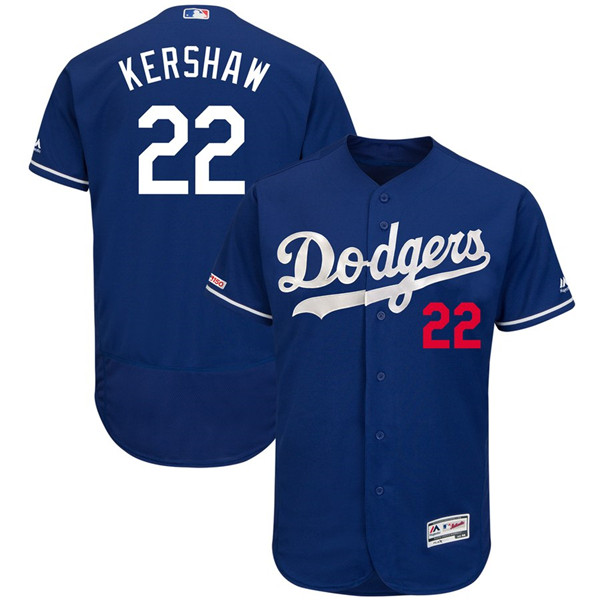 Dodgers 22 Clayton Kershaw Royal 150th Patch Flexbase Jersey