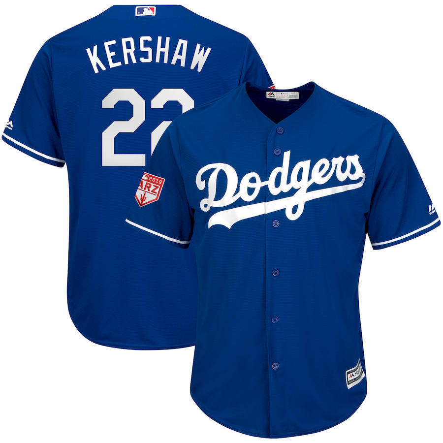 Dodgers 22 Clayton Kershaw Royal 2019 Spring Training Cool Base Jersey