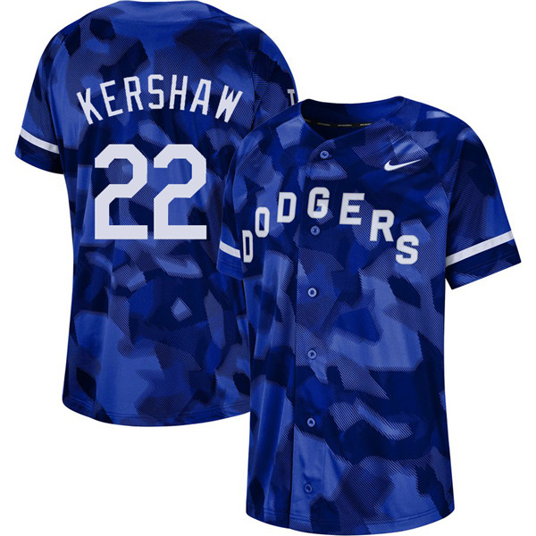 Dodgers 22 Clayton Kershaw Royal Camo Fashion Jersey