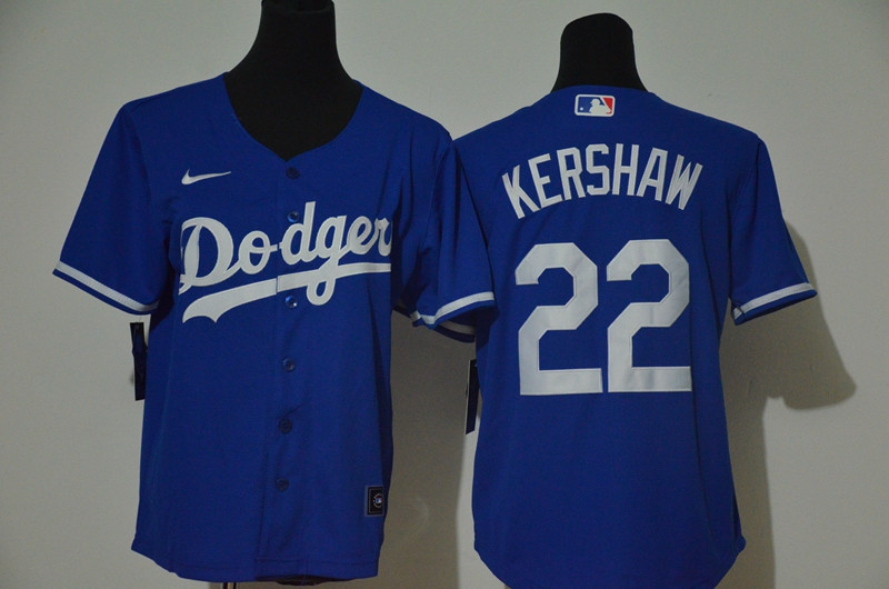 Dodgers 22 Clayton Kershaw Royal Youth Nike Cool Base Jersey