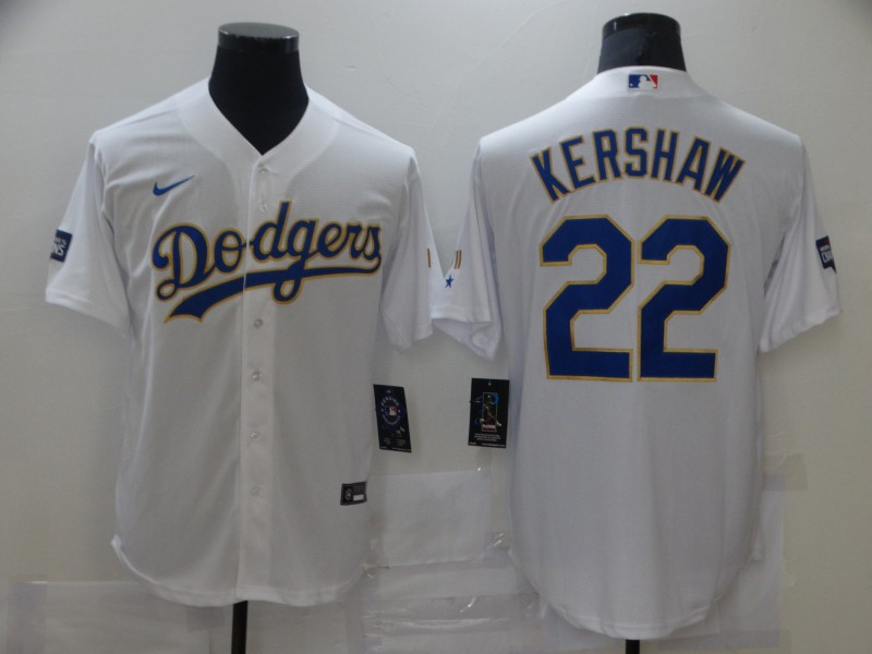 Dodgers 22 Clayton Kershaw White Nike 2021 Gold Program Cool Base Jersey