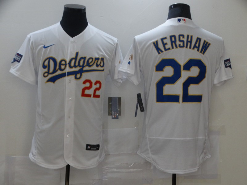 Dodgers 22 Clayton Kershaw White Nike 2021 Gold Program Flexbase Jersey