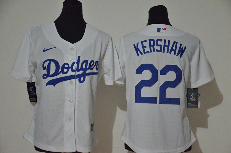 Dodgers 22 Clayton Kershaw White Women 2020 Nike Cool Base Jersey