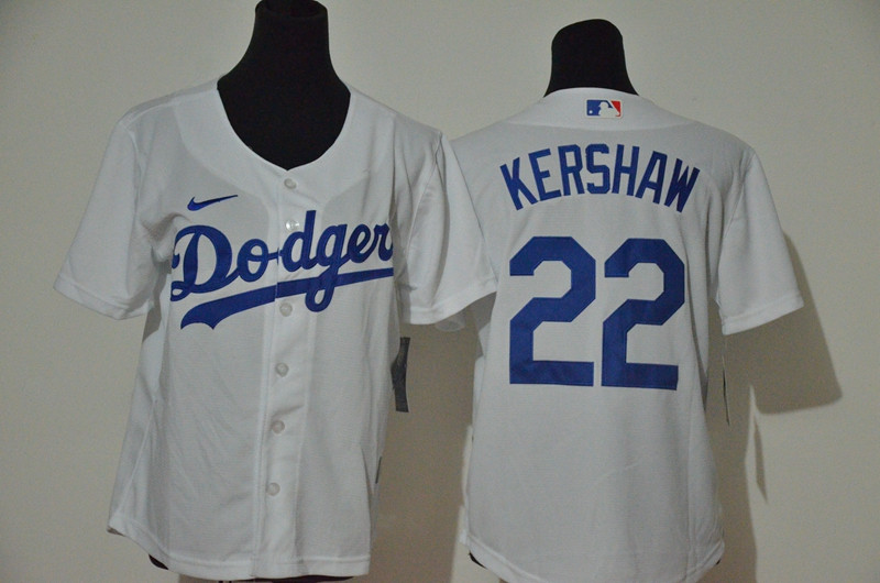 Dodgers 22 Clayton Kershaw White Youth Nike Cool Base Jersey