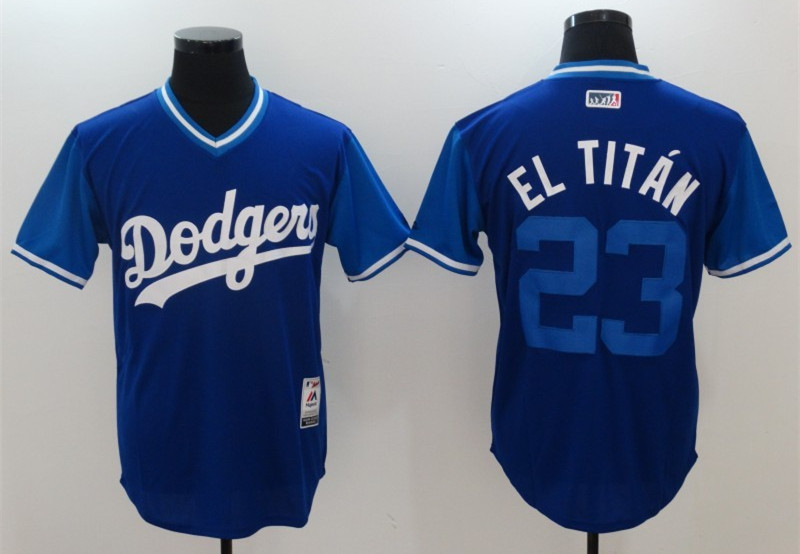 Dodgers 23 Adrian Gonzalez El Titan Majestic Royal 2017 Players Weekend Jersey