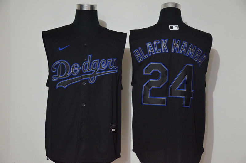 Dodgers 24 Black Mamba Black Nike Cool Base Sleeveless Jersey