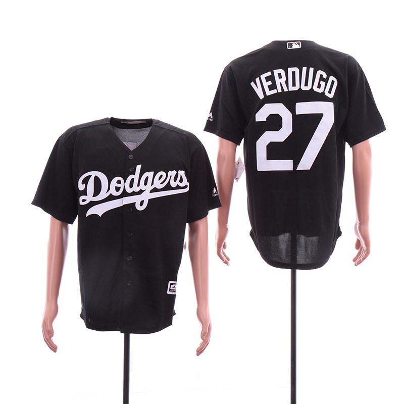 Dodgers 27 Alex Verdugo Black Cool Base Jersey