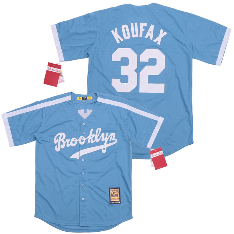 Dodgers 32 Sandy Koufax Blue Cooperstown Collection Throwback Jersey