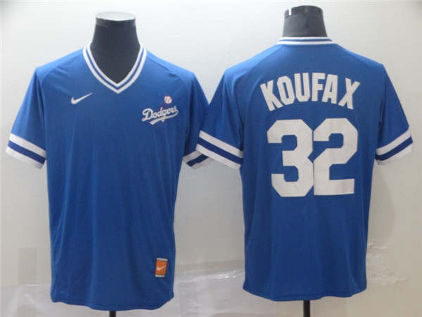 Dodgers 32 Sandy Koufax Blue Throwback Jersey