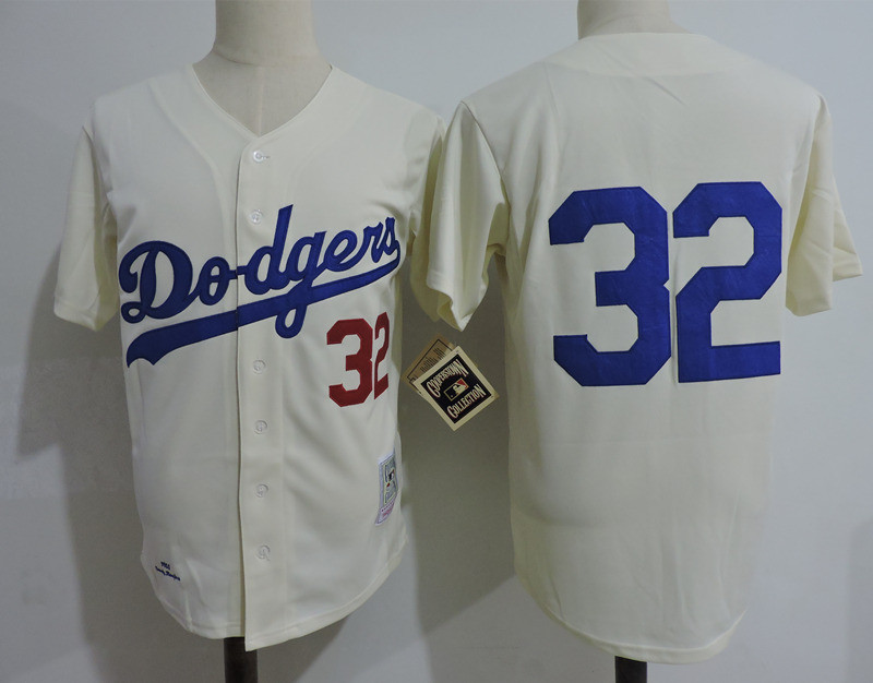 Dodgers 32 Sandy Koufax Cream Cooperstown Collection Throwback Jersey