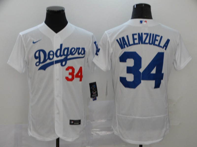Dodgers 34 Fernando Valenzuela White 2020 Nike Flexbase Jersey
