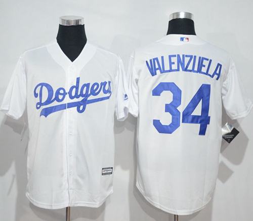 Dodgers 34 Fernando Valenzuela White New Cool Base Stitched MLB Jersey