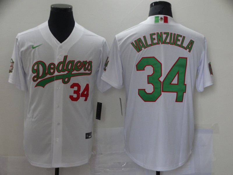 Dodgers 34 Fernando Valenzuela White World Series Nike Cool Base Jersey