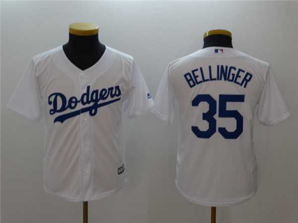 Dodgers 35 Cody Bellinger Gray White Youth Cool Base Jersey