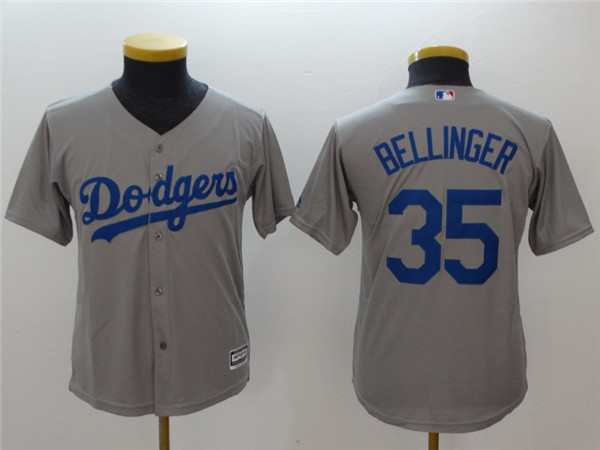 Dodgers 35 Cody Bellinger Gray Youth Cool Base Jersey