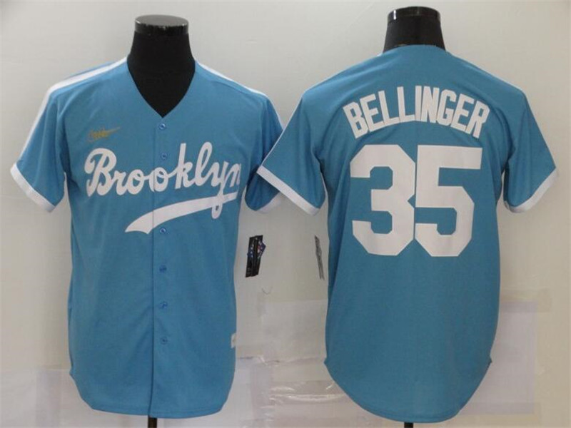 Dodgers 35 Cody Bellinger Light Blue 2020 Nike Cooperstown Collection Jersey
