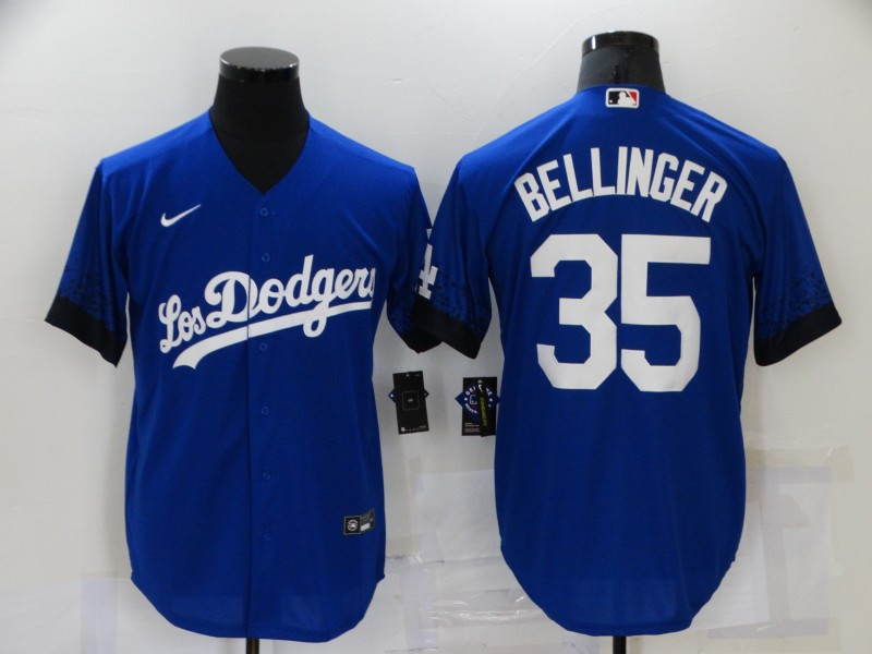 Dodgers 35 Cody Bellinger Royal 2021 City Connect Cool Base Jersey