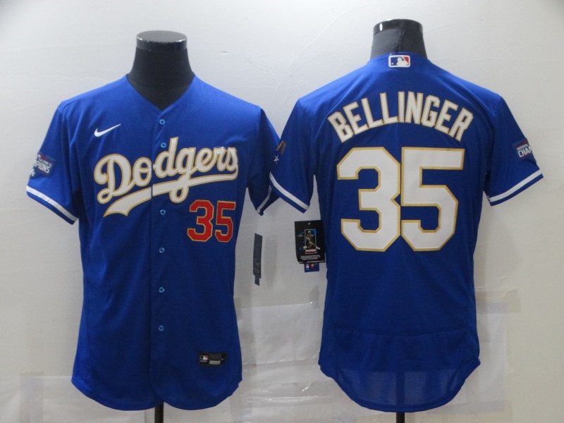 Dodgers 35 Cody Bellinger Royal Nike 2021 Gold Program Flexbase Jersey