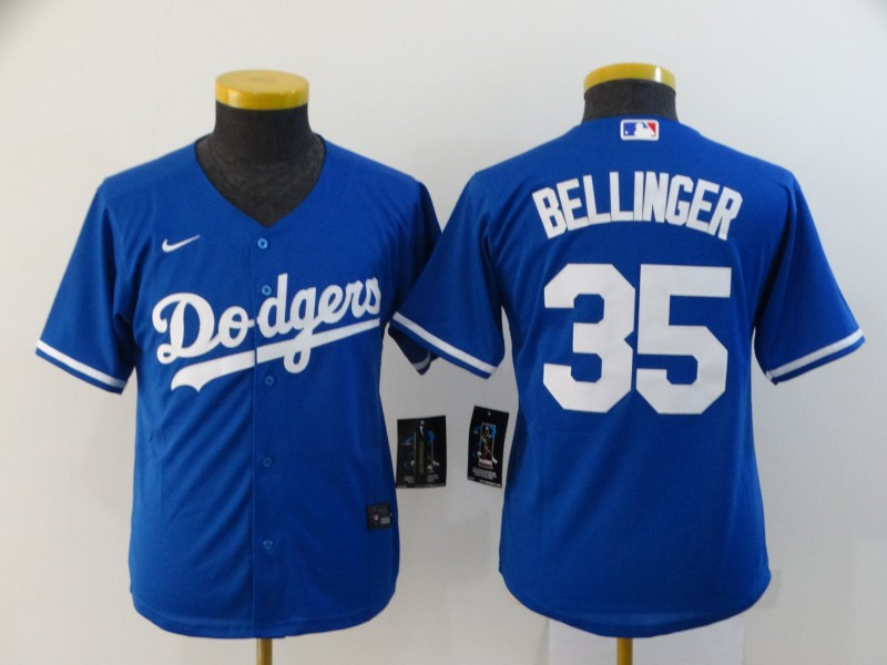 Dodgers 35 Cody Bellinger Royal Youth 2020 Nike Cool Base Jersey