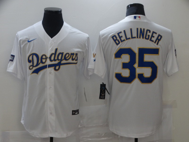 Dodgers 35 Cody Bellinger White Nike 2021 Gold Program Cool Base Jersey