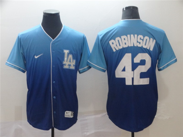Dodgers 42 Jackie Robinson Blue Drift Fashion Jersey