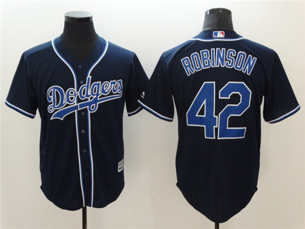 Dodgers 42 Jackie Robinson Navy Cool Base Jersey