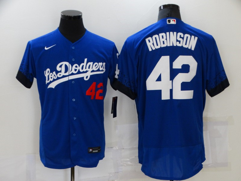 Dodgers 42 Jackie Robinson Royal 2021 City Connect Flexbase Jersey