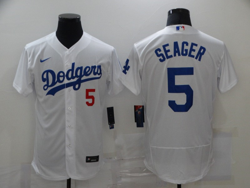 Dodgers 5 Corey Seager White 2020 Nike Flexbase Jersey