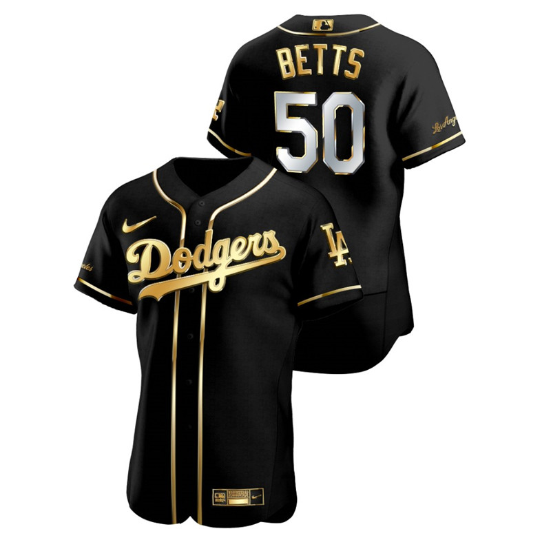 Dodgers 50 Mookie Betts Black Gold 2020 Nike Flexbase Jersey