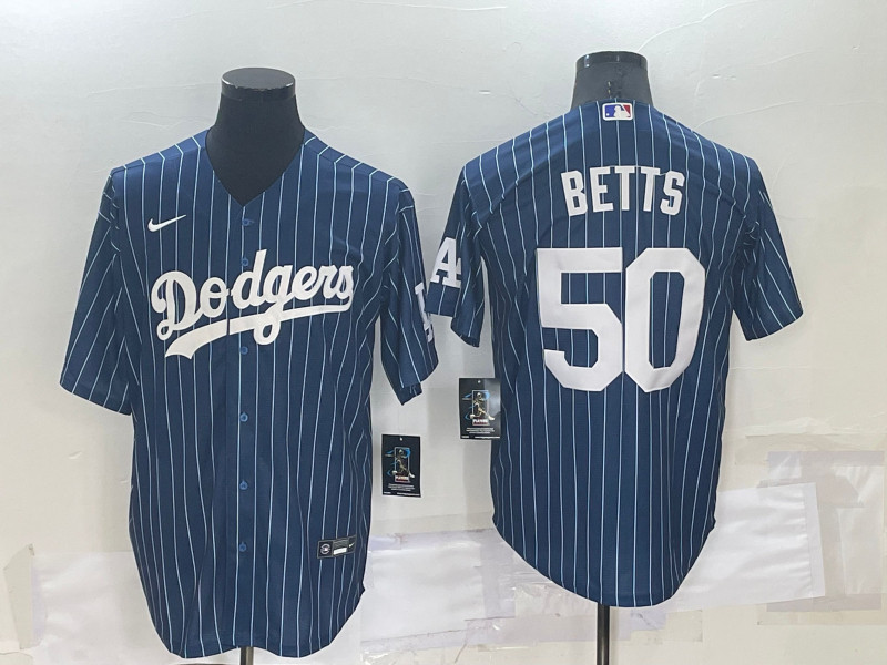 Dodgers 50 Mookie Betts Blue Nike Throwback Cool Base Jersey