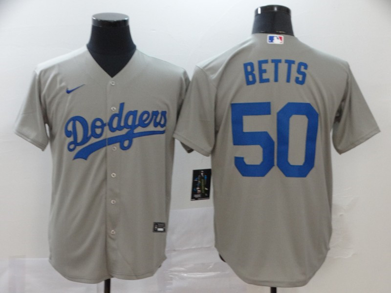 Dodgers 50 Mookie Betts Royal Gray 2020 Nike Cool Base Jersey