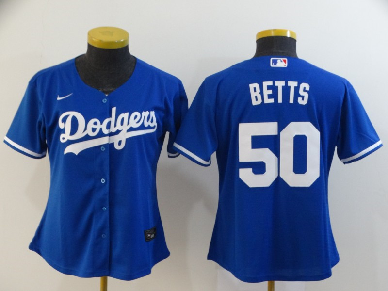 Dodgers 50 Mookie Betts Royal Women 2020 Nike Cool Base Jersey