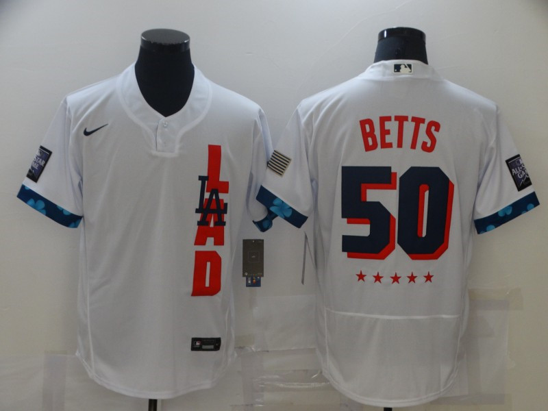 Dodgers 50 Mookie Betts White Nike 2021 MLB All Star Flexbase Jersey