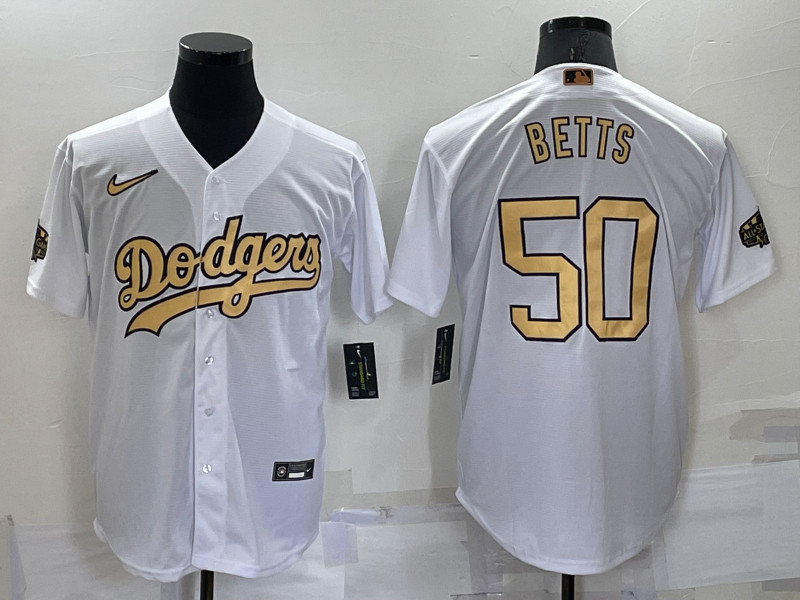 Dodgers 50 Mookie Betts White Nike 2022 MLB All Star Cool Base Jersey