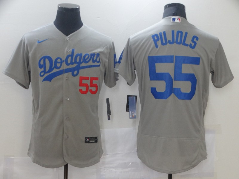 Dodgers 55 Albert Pujols Gray 2020 Nike Flexbase Jersey