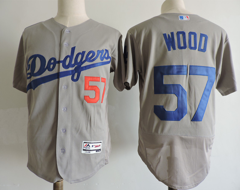 Dodgers 57 Alex Wood Gray Flexbase Jersey