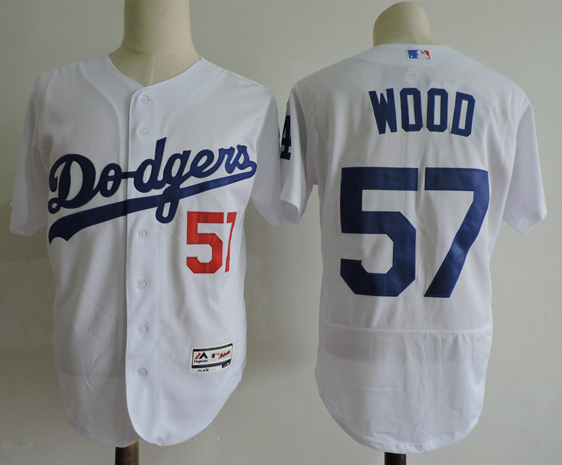 Dodgers 57 Alex Wood White Flexbase Jersey