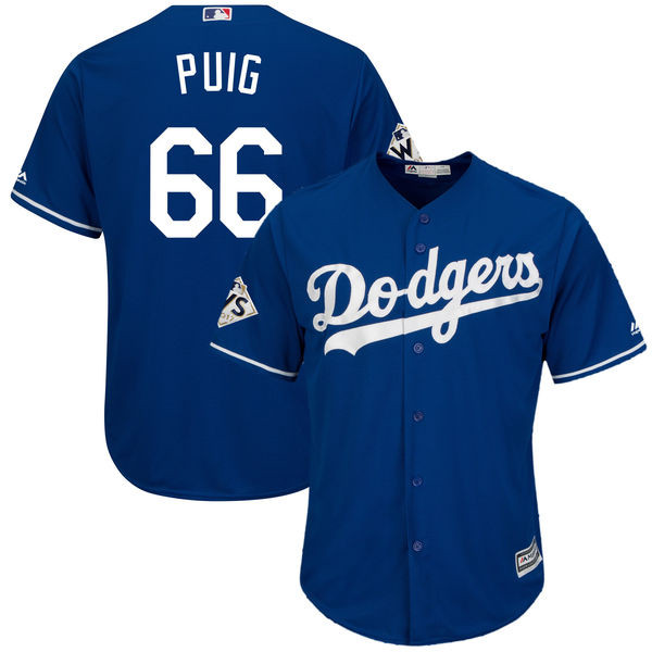 Dodgers 66 Yasiel Puig Royal 2017 World Series Bound Cool Base Player Jersey