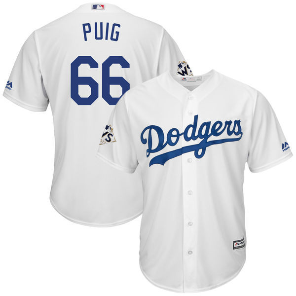 Dodgers 66 Yasiel Puig White 2017 World Series Bound Cool Base Player Jersey