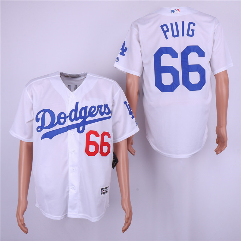 Dodgers 66 Yasiel Puig White Cool Base Jersey