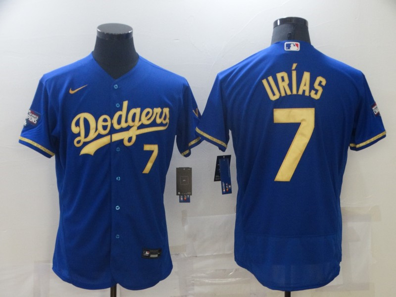 Dodgers 7 Julio Urias Royal Gold Champion Nike Flexbase Jersey