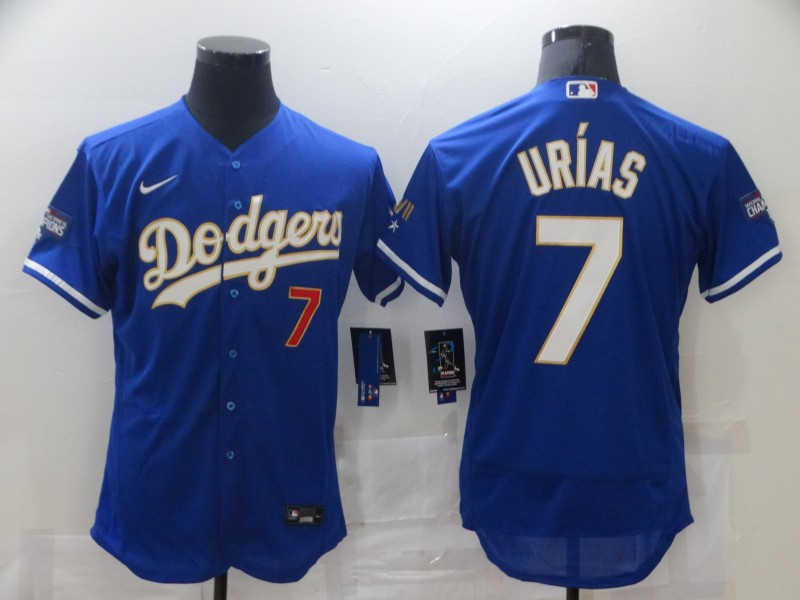 Dodgers 7 Julio Urias Royal Nike 2021 Gold Program Flexbase Jerseys