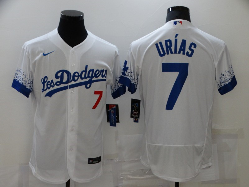 Dodgers 7 Julio Urias White 2021 City Connect Flexbase Jersey