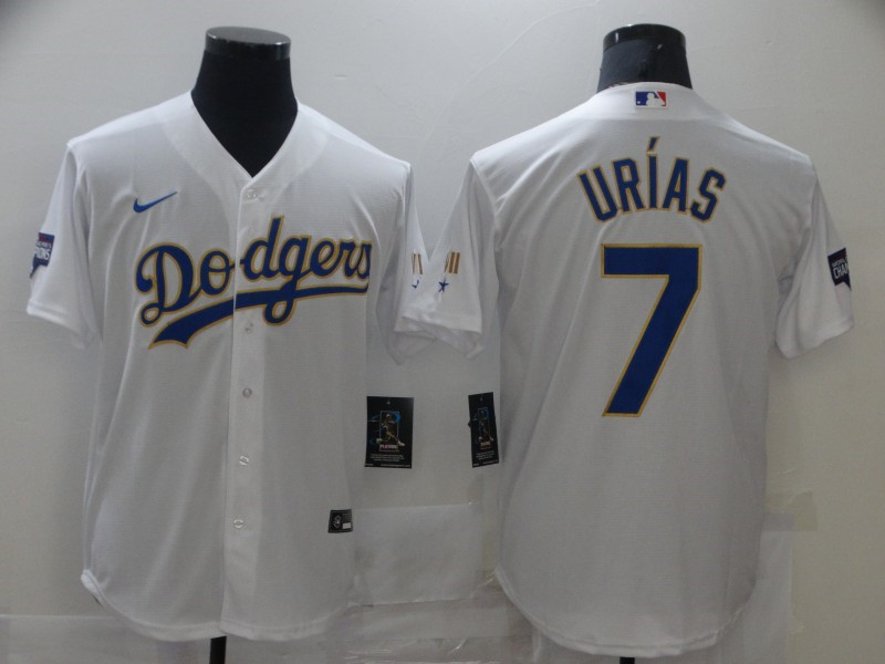 Dodgers 7 Julio Urias White Nike 2021 Gold Program Cool Base Jerseys