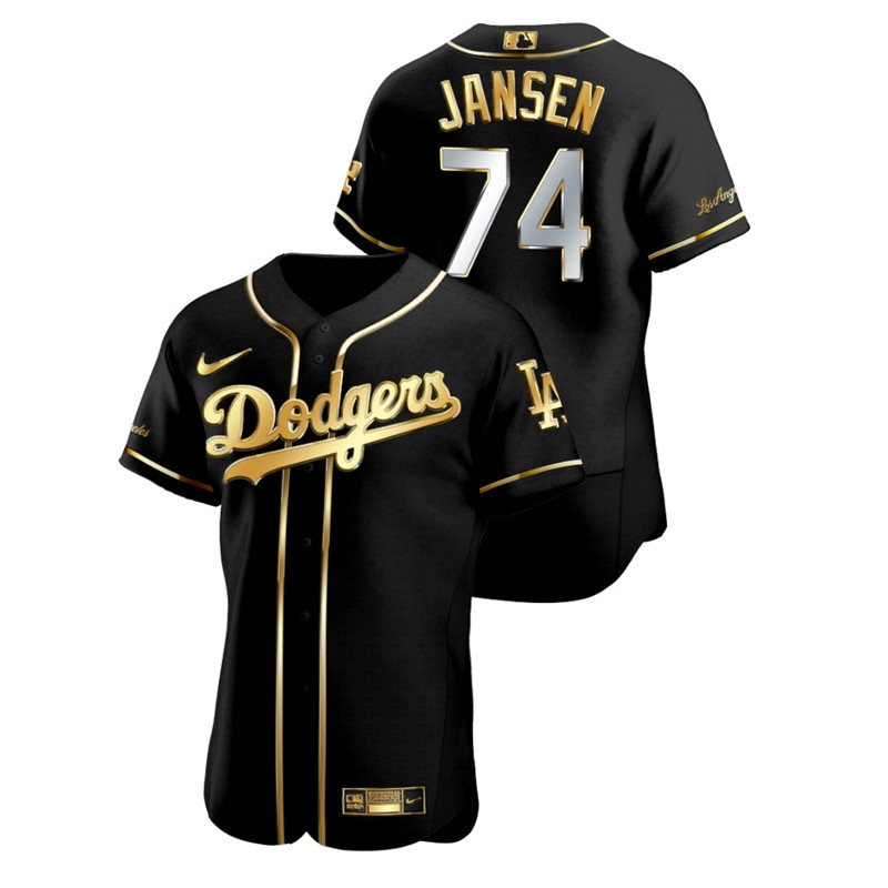 Dodgers 74 Kenley Jansen Black Gold 2020 Nike Flexbase Jersey