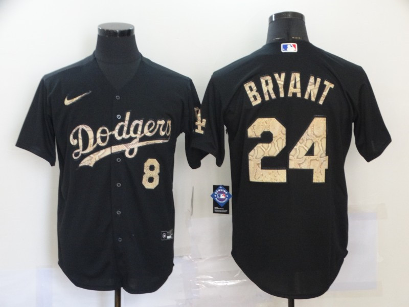 Dodgers 8 & 24 Kobe Bryant Black Camo 2020 Nike Cool Base Jersey