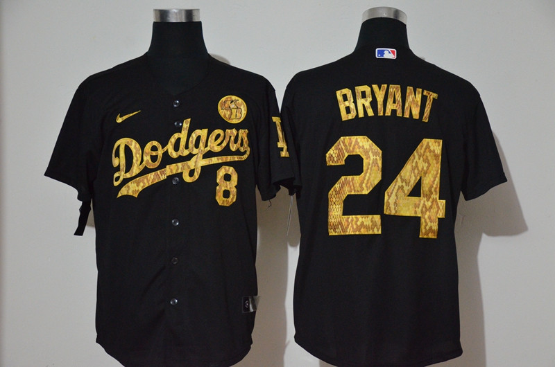 Dodgers 8 & 24 Kobe Bryant Black Gold 2020 Nike KB Cool Base Jersey