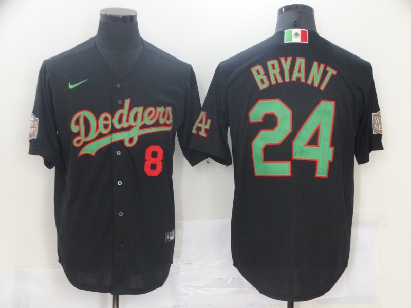 Dodgers 8 & 24 Kobe Bryant Black World Series Nike Cool Base Jersey