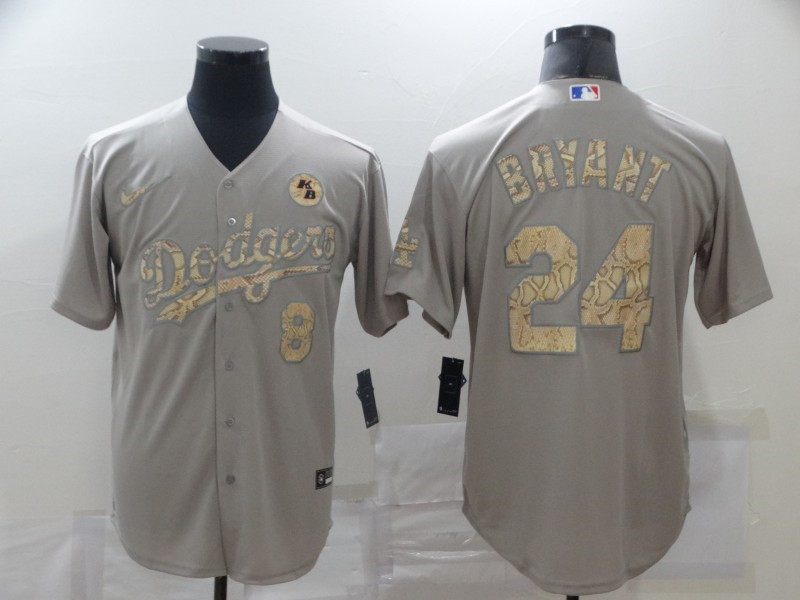 Dodgers 8 & 24 Kobe Bryant Gray Gold 2020 Nike KB Cool Base Jersey