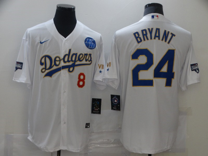 Dodgers 8 Kobe Bryant White Nike 2021 Gold Program KB Cool Base Jersey